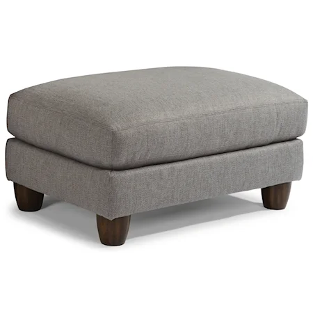 Contemporary Ottoman with Rounded Wooden Legs